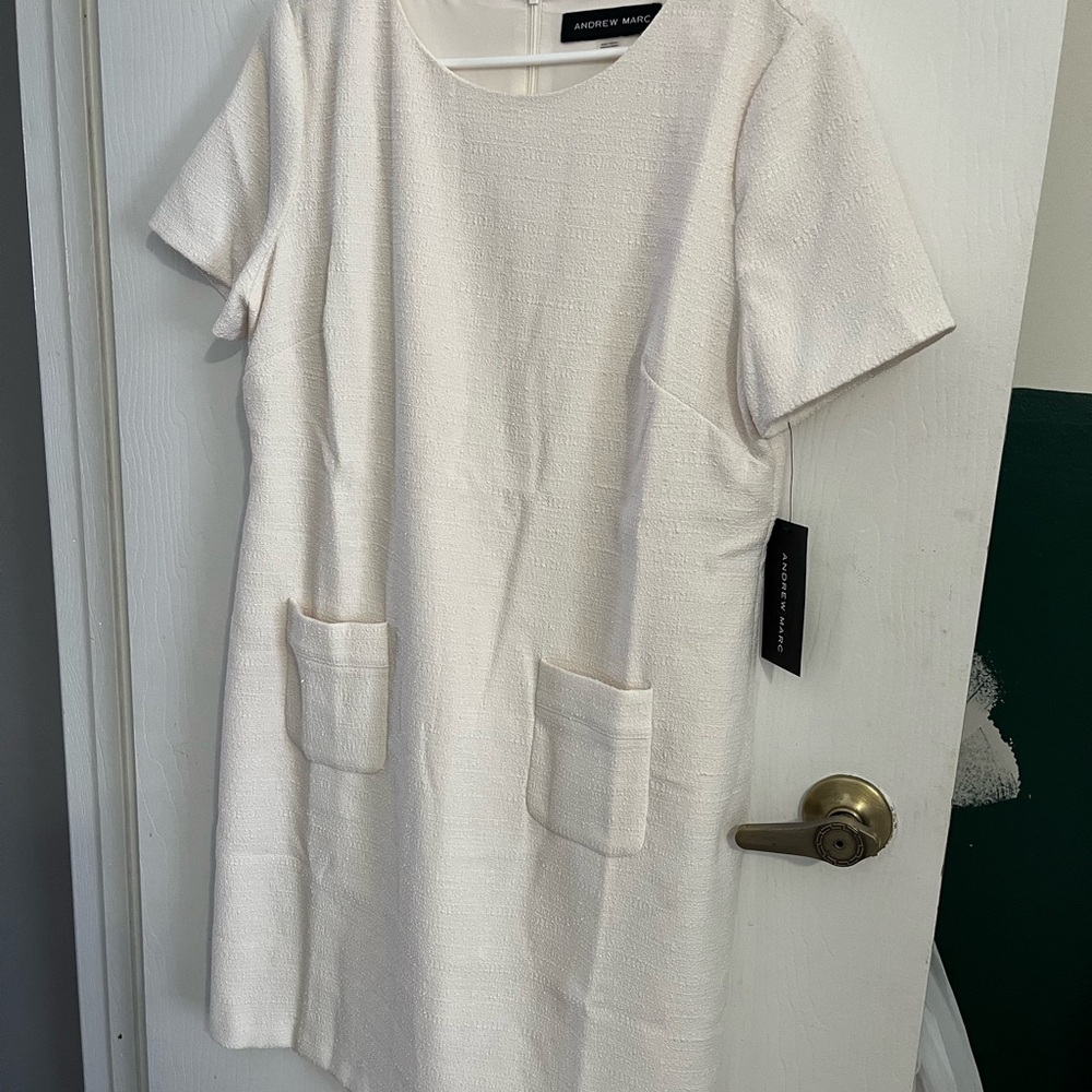 Andrew Marc Cream Textured Mini Dresses